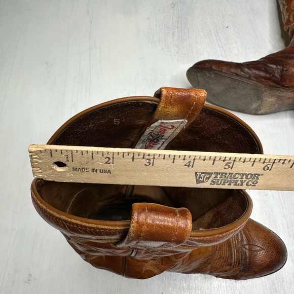 Tony Lama Vintage Ostrich Leather Western Boots Mens 9 D Brown USA - Picture 16 of 16